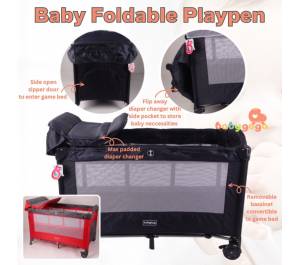 Baby Foldable Playpen Double Layer w Game Bed