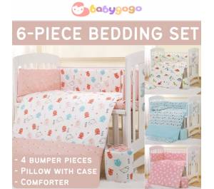 6-piece Cot Bumper Bedding Set Baby Pillow & Comforter