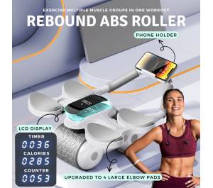 ￼Auto Rebound Abdominal Exercise Roller Wheel Upgraded 4 Elbow Pad Design Home Gym Exercise Tool for Abs Core Trainer