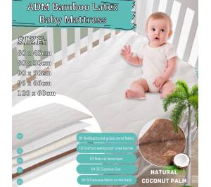 Bamboo Latex Baby Mattress Anti-Fungus Anti-Dust Mite Newborn Sleeping Bed
