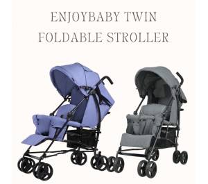 Enjoybaby Twin Stroller Foldable Compact Pram
