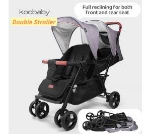 Koobaby T33 Double Stroller Twins Pram Full Recline Front & Rear