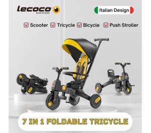 ￼Lecoco 7 in 1 Tricycle Foldable Baby Push Stroller Bicycle