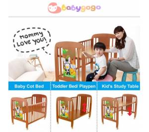 5 in 1 Wooden Baby Cot Convertible to Study Table - New Zealand A-Grade Premium Pine Wood