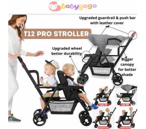 ￼T12 Seebaby Pro tandem stroller /Twin Stroller 2021 Upgraded version (Sit & Stand Twin prams)