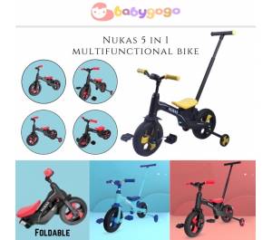 ￼Nukas 5 in 1 Multifunctional Bike Kids Balancing Bike Toddler Tricycle