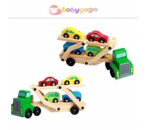 ￼Wooden Toy Double Decker Truck Kids Play Set